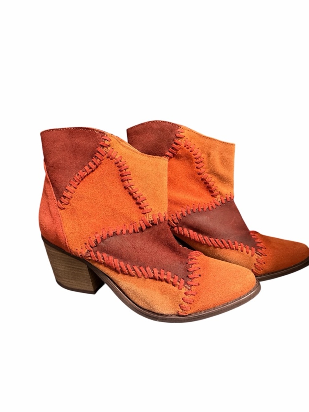 Musse & Cloud Jaeda Patchwork Suede Western Boho Ankle Boots Size 8